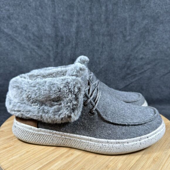 Skechers BOBS Boots‎ Womens 6.5 Skipper Lined Winter Bootie 113446 Gray Lace Up - Picture 1 of 8